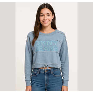 DKNY Jeans cropped sweatshirt with studs Sz M